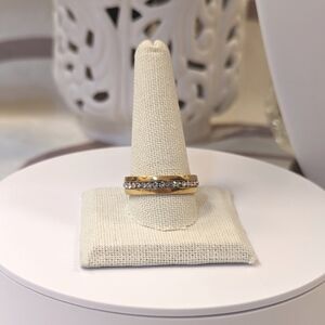 Men's Yellow Gold over Stainless Steel CZ Ring